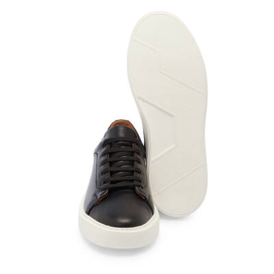 Siyah Deri Erkek Sneaker - E25I1AY57301-A41 - 4