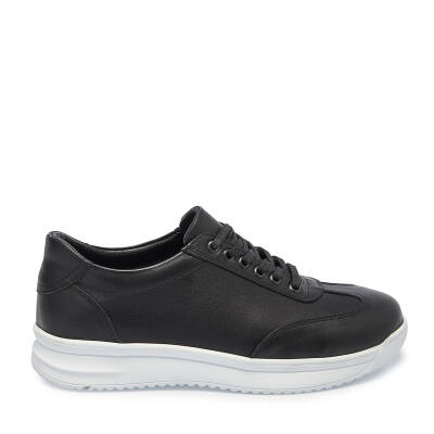 Siyah Deri Erkek Sneaker - E25I1AY57304-A23 - 3