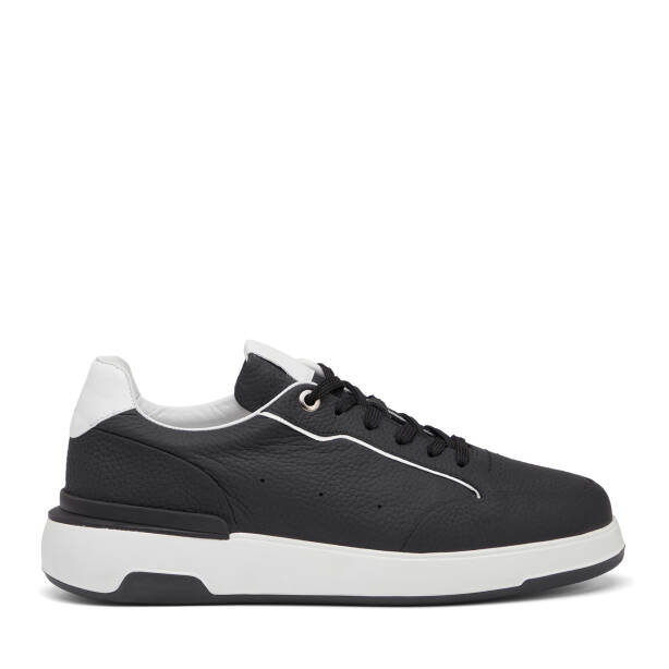 Siyah Hakiki Deri Erkek Sneaker - E25I1AY57316-A23 