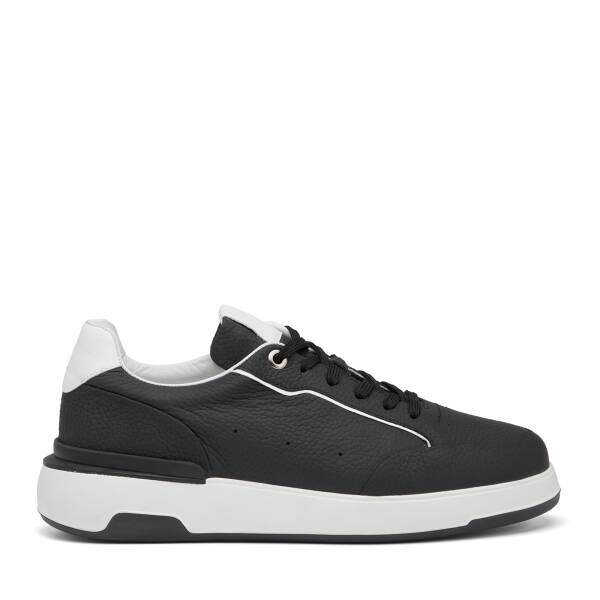 Siyah Hakiki Deri Erkek Sneaker - E25I1AY57316-A23 - 1