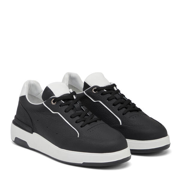 Siyah Hakiki Deri Erkek Sneaker - E25I1AY57316-A23 - 2