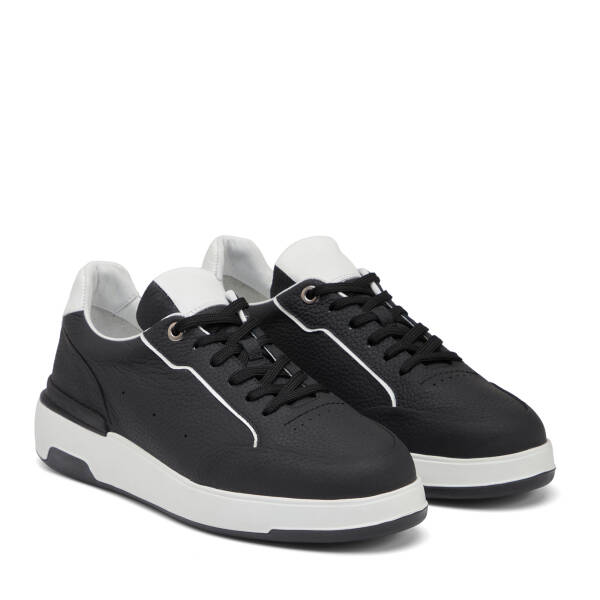 Siyah Hakiki Deri Erkek Sneaker - E25I1AY57316-A23 - 2