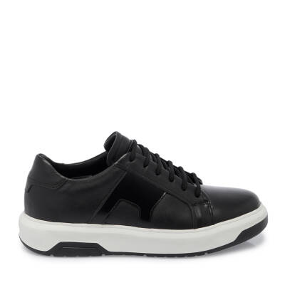 Siyah Deri Erkek Sneaker - E25I1AY57321-A23 - 3