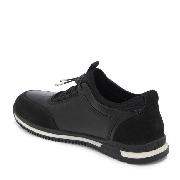 Siyah Hakiki Deri Erkek Sneaker - E25I1AY57326-A23 - Tergan