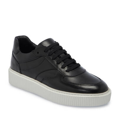 Siyah Deri Erkek Sneaker - E25I1AY57335-A43 - 1