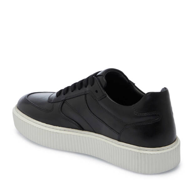 Siyah Hakiki Deri Erkek Sneaker - E25I1AY57335-A43 - 3