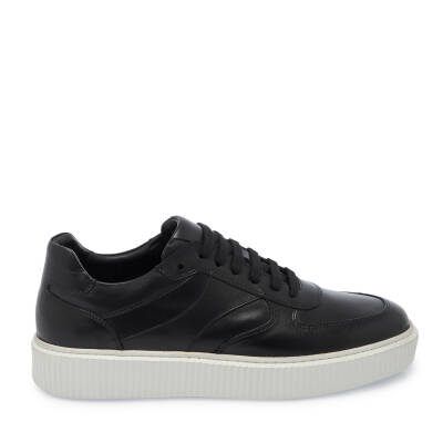 Siyah Deri Erkek Sneaker - E25I1AY57335-A43 - 3
