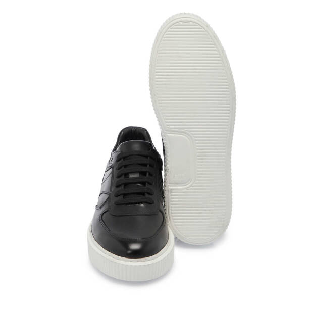 Siyah Hakiki Deri Erkek Sneaker - E25I1AY57335-A43 - 4