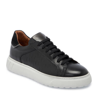 Siyah Deri Erkek Sneaker - E25I1AY57336-A43 