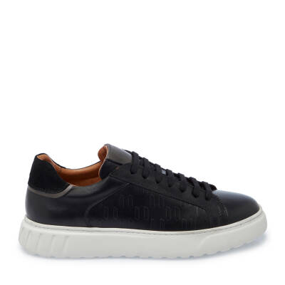 Siyah Deri Erkek Sneaker - E25I1AY57336-A43 - 3