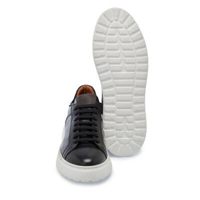 Siyah Deri Erkek Sneaker - E25I1AY57336-A43 - 4