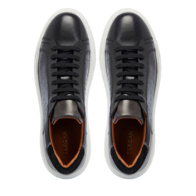 Siyah Deri Erkek Sneaker - E25I1AY57336-A43 - 5