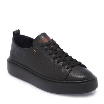  Siyah Deri Erkek Sneaker - E25I1AY57348-A41 - 1
