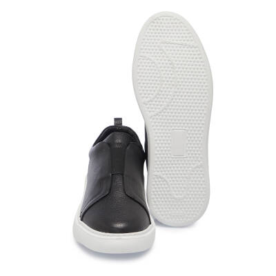 Siyah Deri Erkek Sneaker - E25I1AY57349-A41 - 4