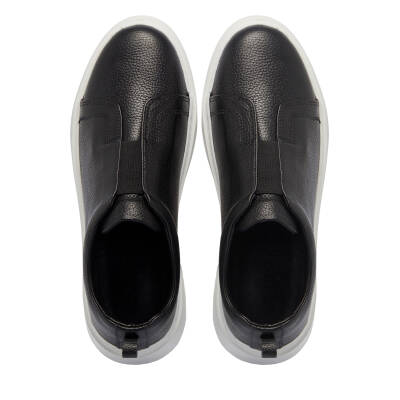 Siyah Deri Erkek Sneaker - E25I1AY57349-A41 - 5
