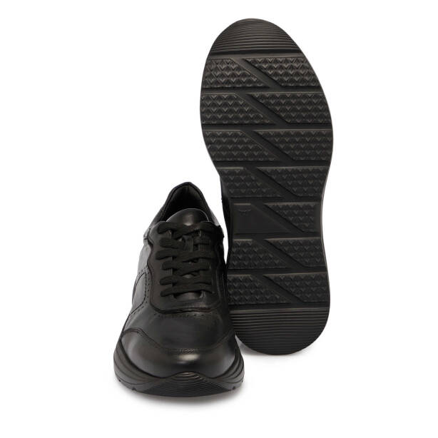 Siyah Deri Erkek Sneaker - E25S1AY57380-A23 - 4