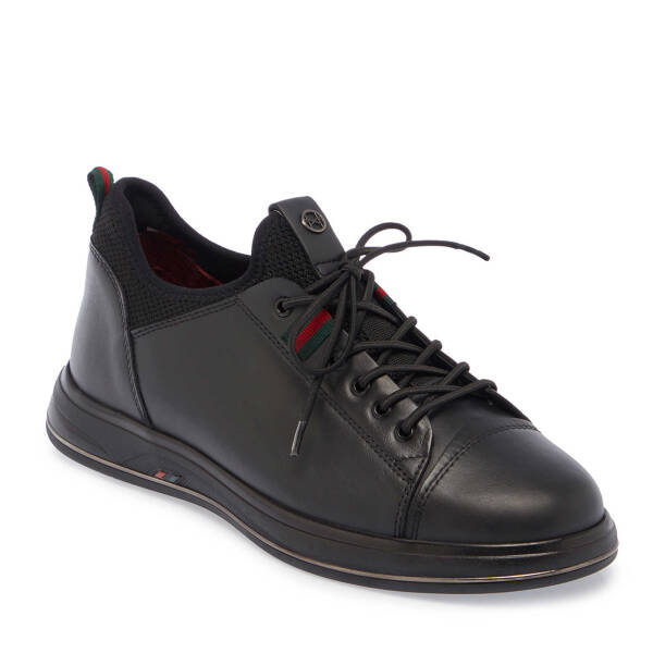 Siyah Deri Erkek Sneaker - E25S1AY57384-A23 - 1