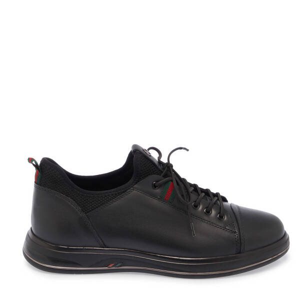 Siyah Deri Erkek Sneaker - E25S1AY57384-A23 - 3