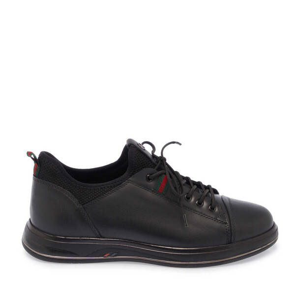 Siyah Deri Erkek Sneaker - E25S1AY57384-A23 - 3