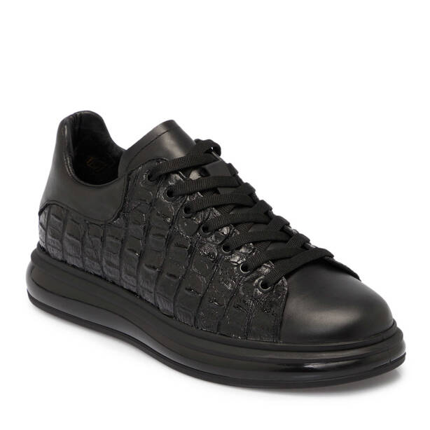 Siyah Deri Erkek Sneaker - E25S1AY57394-A23 - 1
