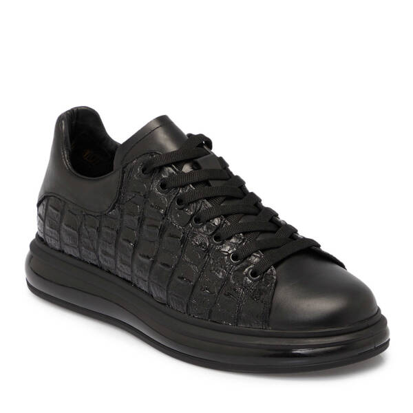 Siyah Deri Erkek Sneaker - E25S1AY57394-A23 - 1