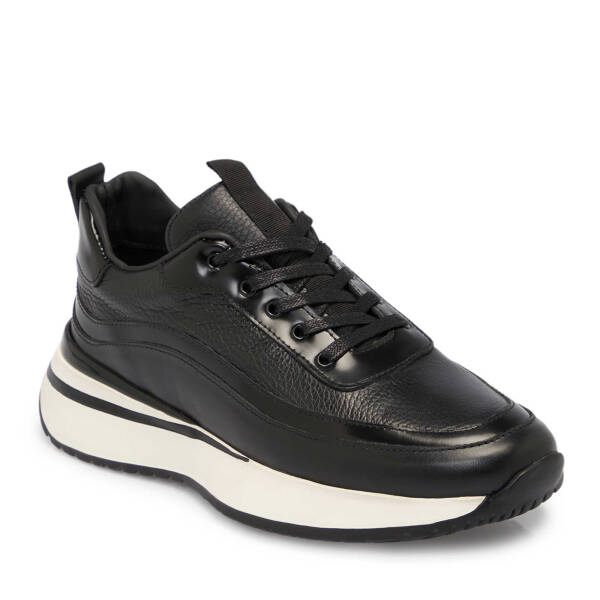 Siyah Deri Erkek Sneaker - E25S1AY57398-A23 - 1