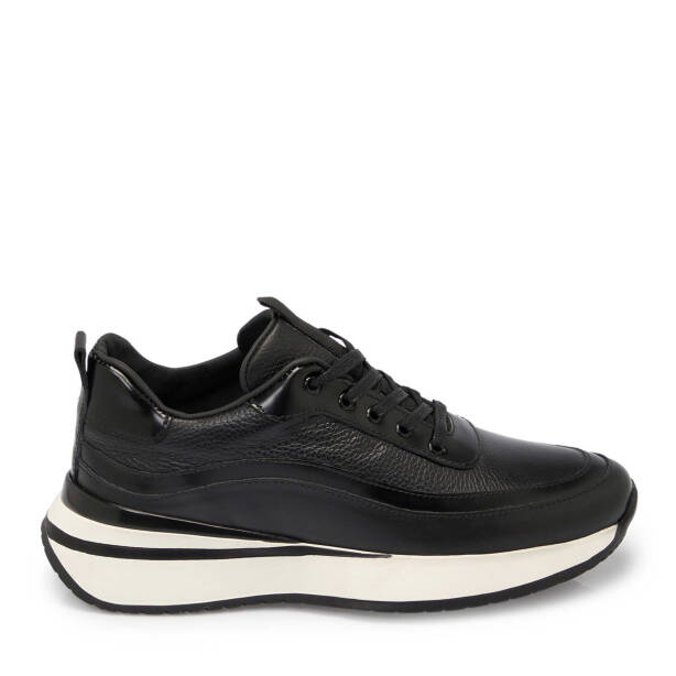 Siyah Deri Erkek Sneaker - E25S1AY57398-A23 - 3