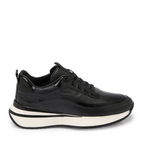 Siyah Deri Erkek Sneaker - E25S1AY57398-A23 - 3