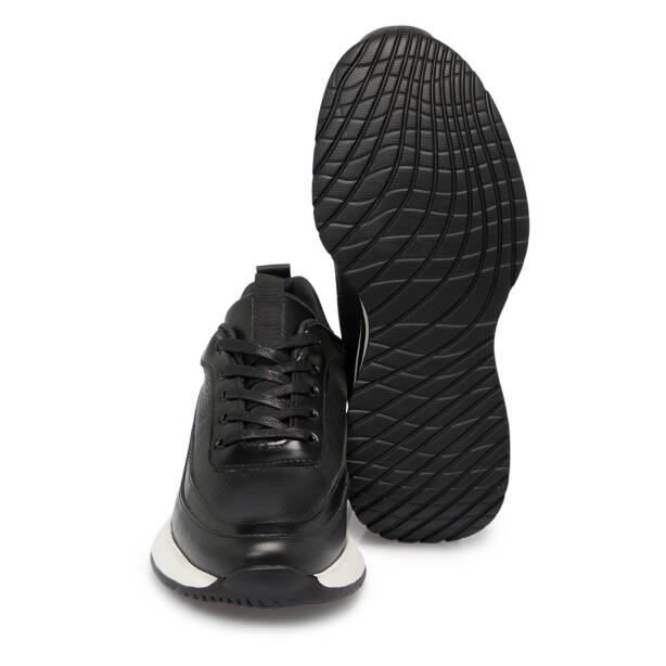 Siyah Deri Erkek Sneaker - E25S1AY57398-A23 - 4