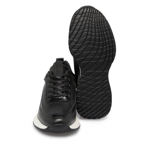 Siyah Deri Erkek Sneaker - E25S1AY57398-A23 - 4