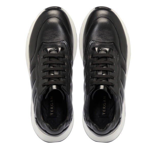 Siyah Deri Erkek Sneaker - E25S1AY57402-A23 - 5