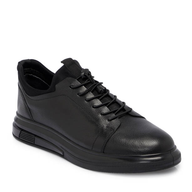Siyah Hakiki Deri Erkek Sneaker - E25S1AY57411-A23 - 2