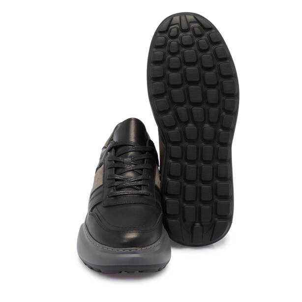Siyah Deri Erkek Sneaker - E25S1AY57413-A23 - 4