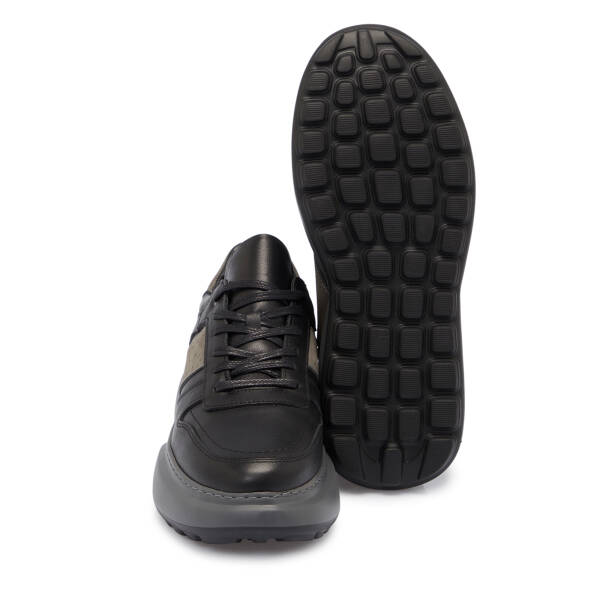 Siyah Deri Erkek Sneaker - E25S1AY57413-A23 - 4