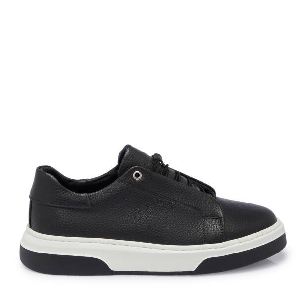 Siyah Deri Erkek Sneaker - E25S1AY57424-A41 - 3