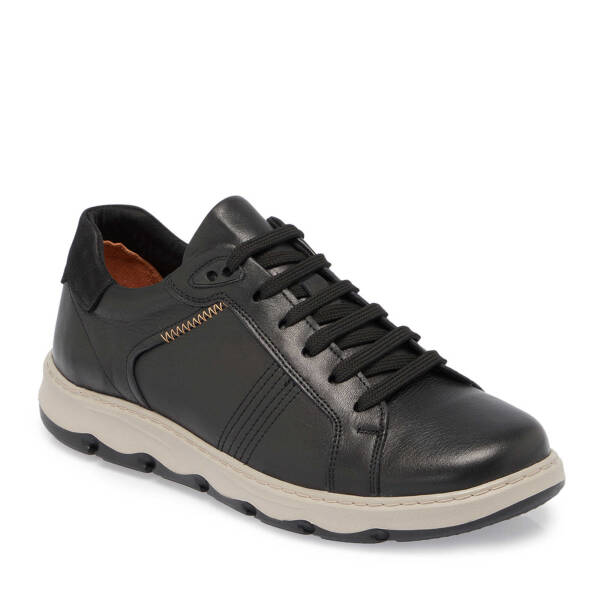 Siyah Deri Erkek Sneaker - E25S1AY57428-A23 - 1