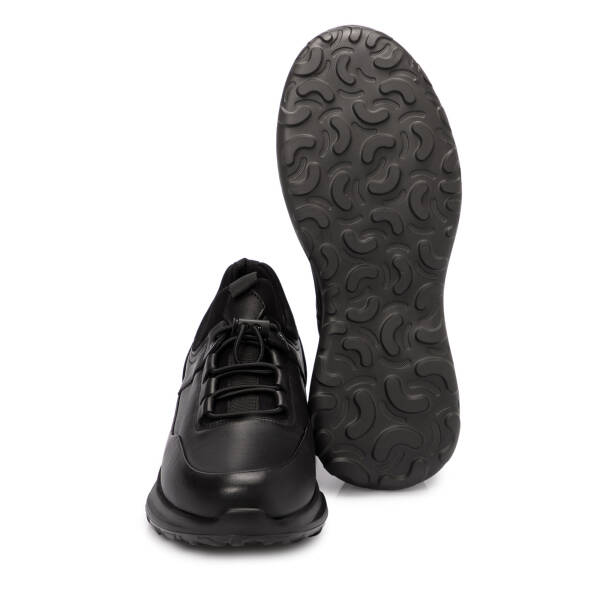 Siyah Deri Erkek Sneaker - E25S1AY57438-A23 - 4