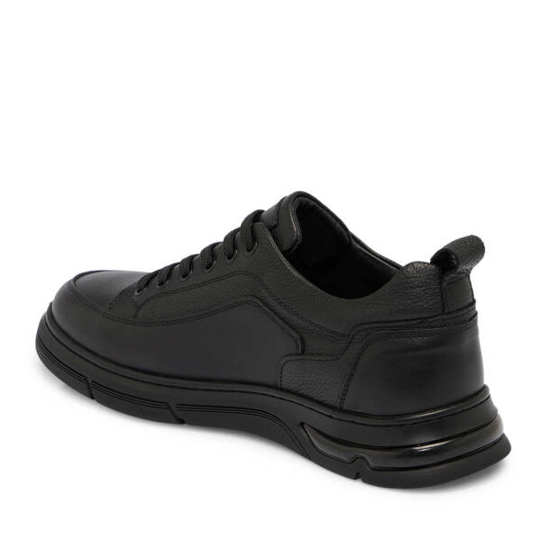 Siyah Deri Erkek Sneaker - E25S1AY57443-A23 - 2