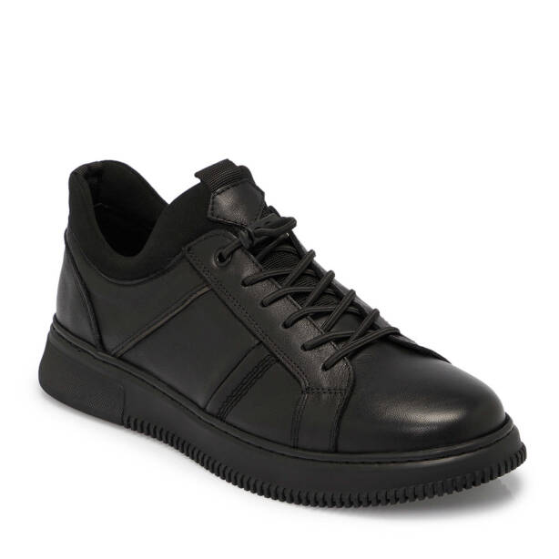 Siyah Deri Erkek Sneaker - E25S1AY57444-A23 - 1