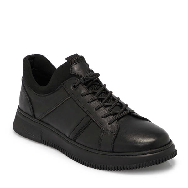 Siyah Deri Erkek Sneaker - E25S1AY57444-A23 - 1