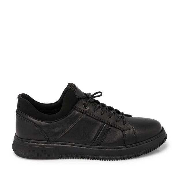 Siyah Deri Erkek Sneaker - E25S1AY57444-A23 - 3