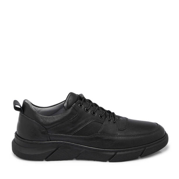 Siyah Deri Erkek Sneaker - E25S1AY57451-A23 - 3