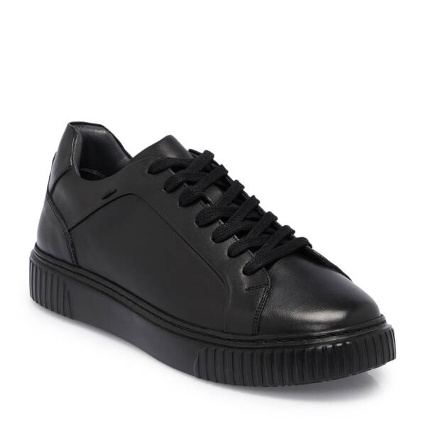 Siyah Deri Erkek Sneaker - E25S1AY57472-A43 - 1