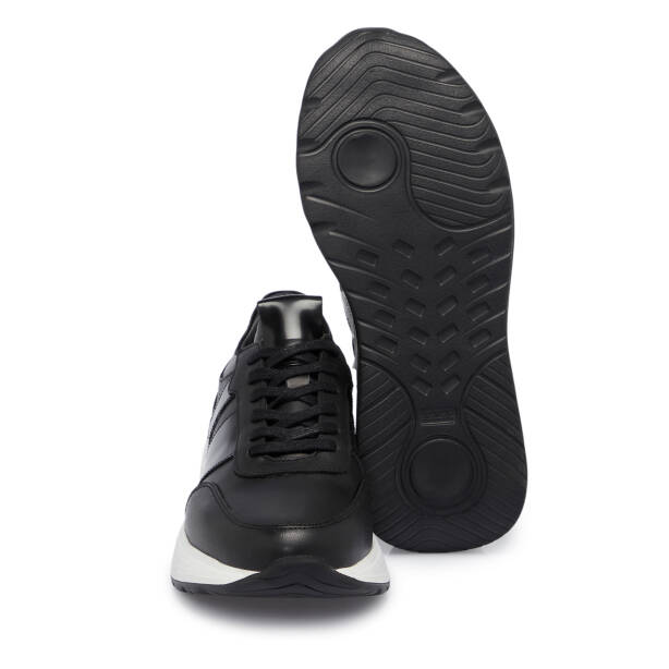 Siyah Deri Erkek Sneaker - E25S1AY57473-A43 - 4