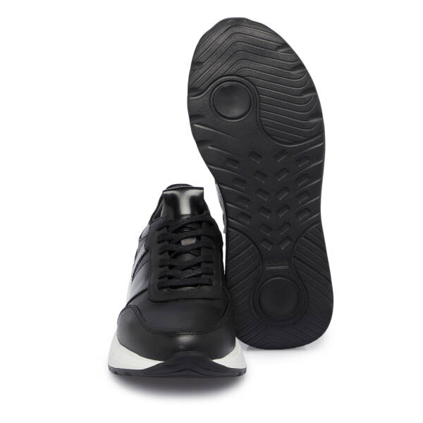 Siyah Deri Erkek Sneaker - E25S1AY57473-A43 - 4