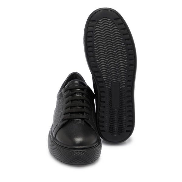 Siyah Deri Erkek Sneaker - E25S1AY57485-A41 - 4