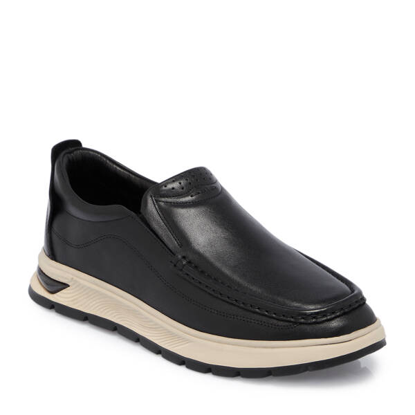 Siyah Deri Erkek Sneaker - E25S1AY57489-A23 - 1