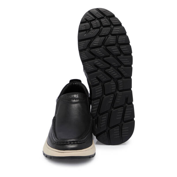 Siyah Deri Erkek Sneaker - E25S1AY57489-A23 - 4