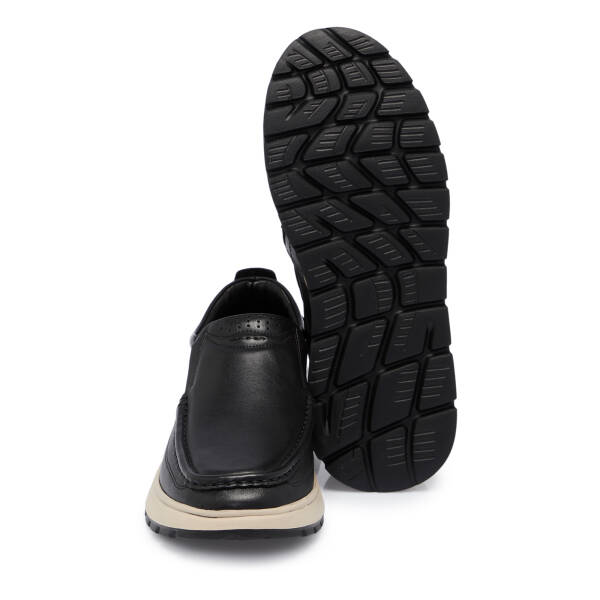 Siyah Deri Erkek Sneaker - E25S1AY57489-A23 - 4
