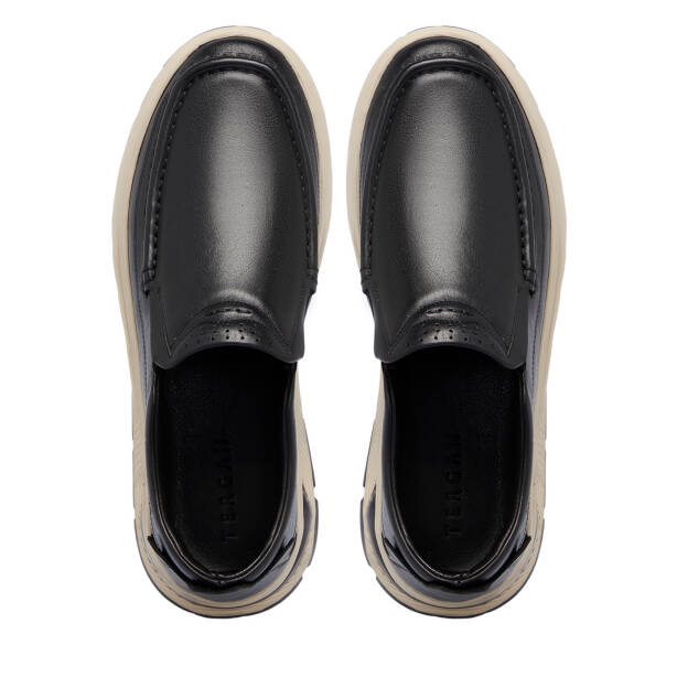 Siyah Deri Erkek Sneaker - E25S1AY57489-A23 - 5